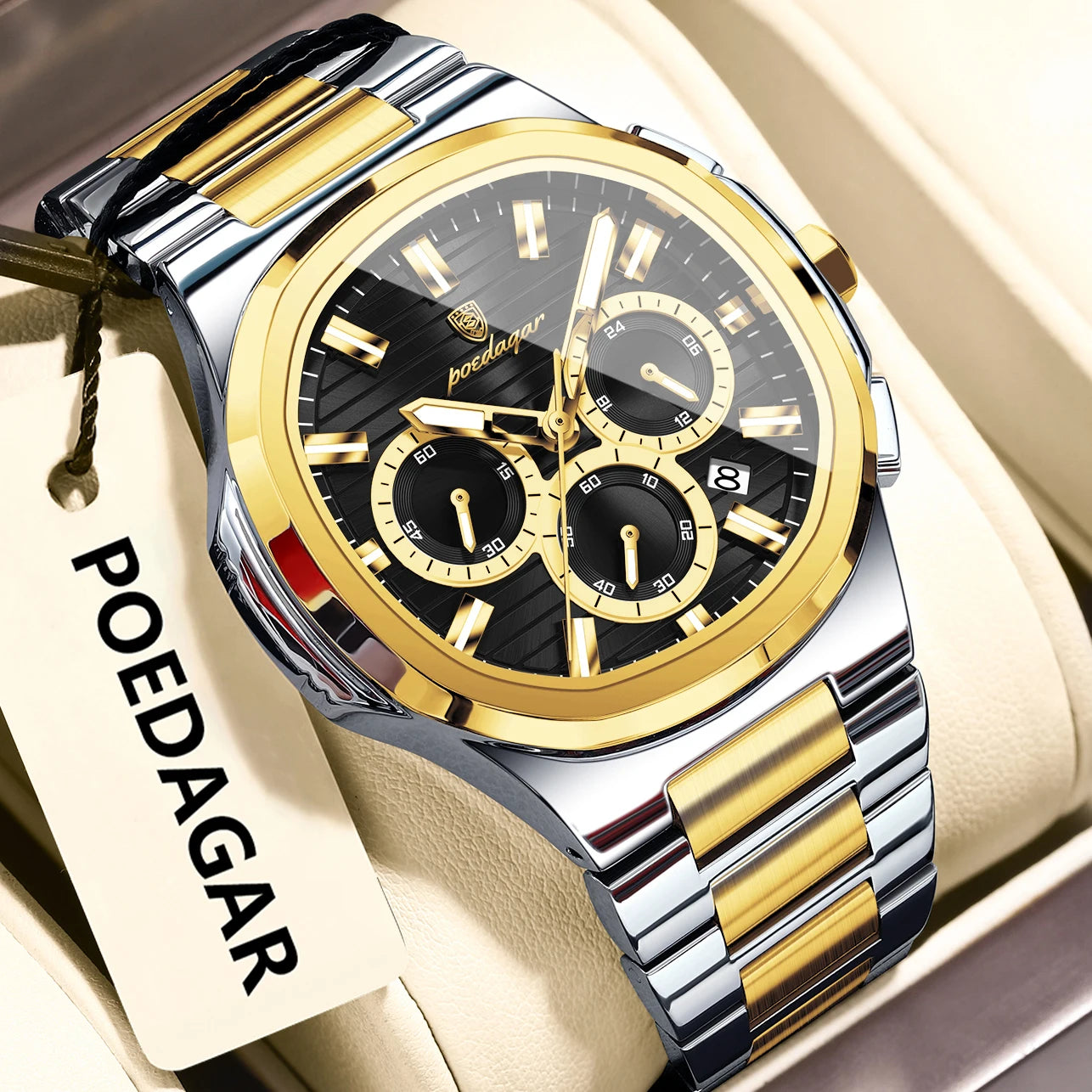 Men’s Stainless Steel Chronograph Watch With Date