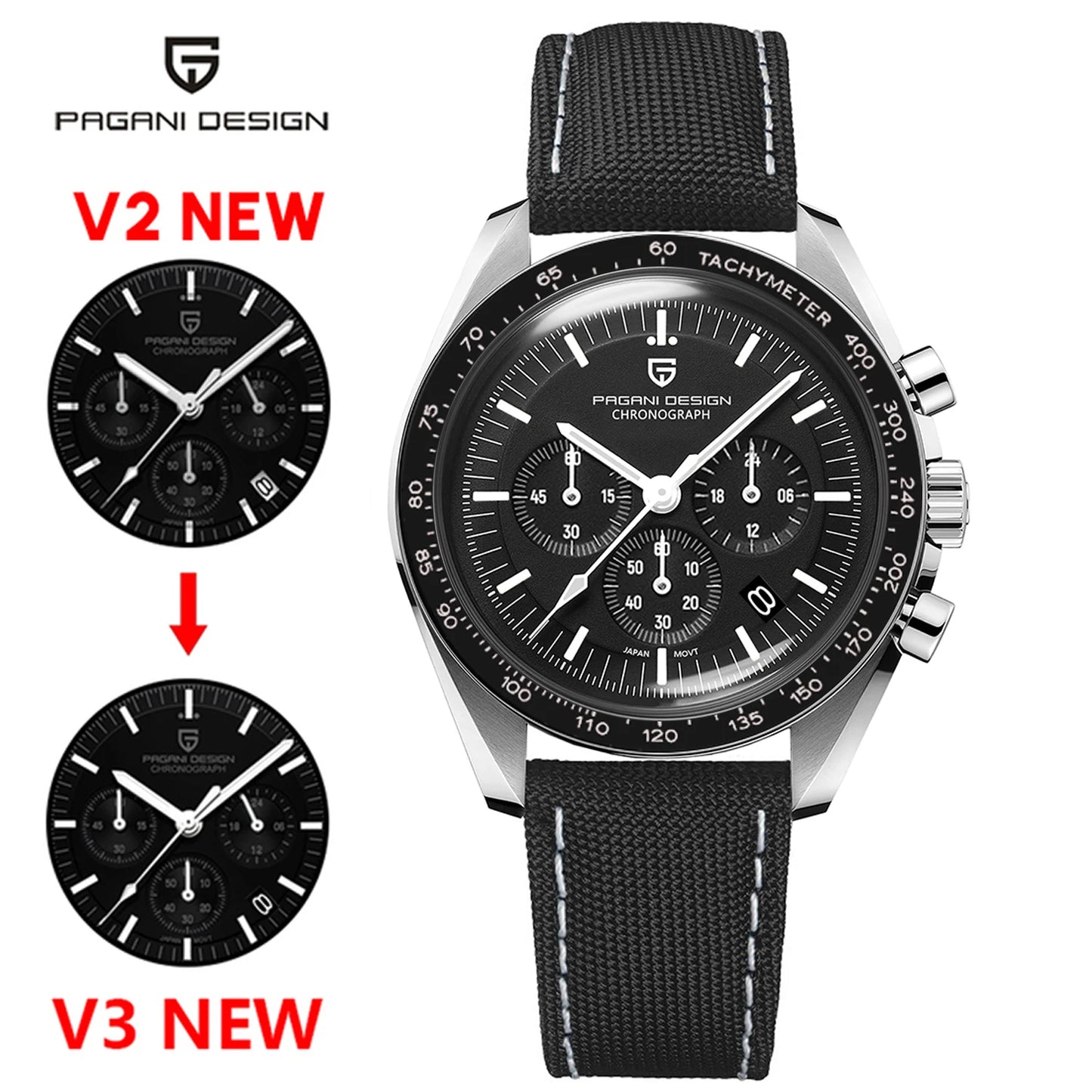 Men’s Moon Chronograph Watch Quartz 100M Waterproof