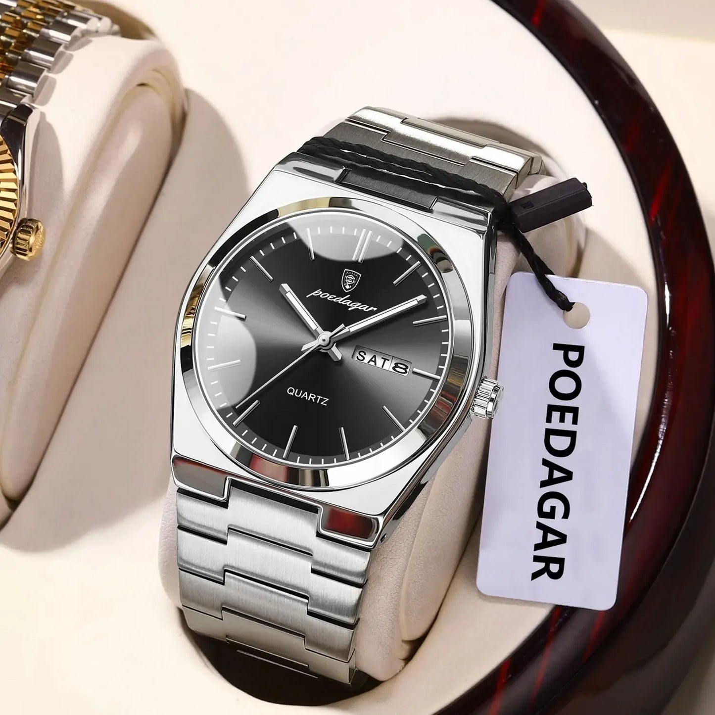 Men's Stainless Steel Quartz Watch With Date & Week