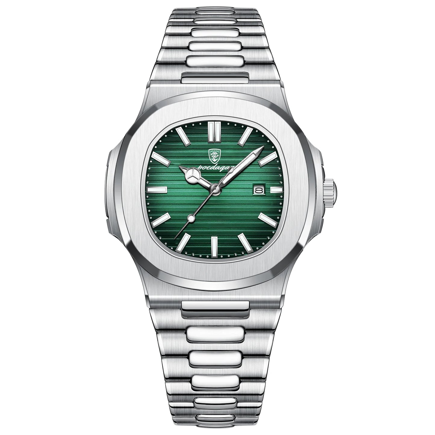 Men’s Square Stainless Steel Watch – Waterproof & Luminous