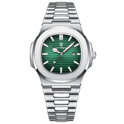 Men’s Square Stainless Steel Watch – Waterproof & Luminous