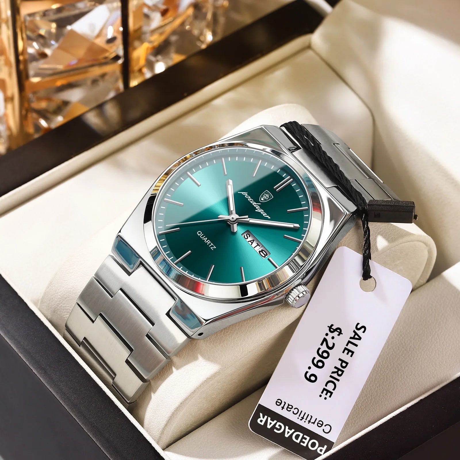 Men’s Stainless Steel Quartz Watch – Waterproof & Luminous