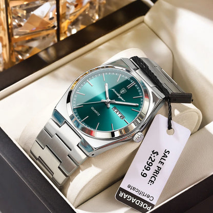 Men’s Stainless Steel Quartz Watch – Waterproof & Luminous