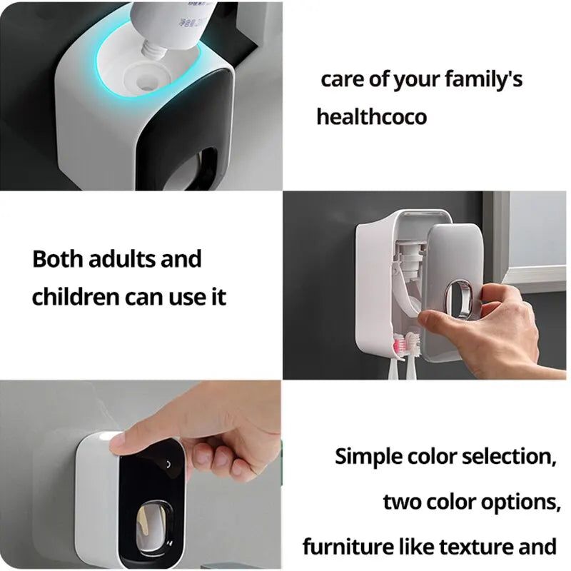 Automatic Toothpaste Dispenser With Wall-Mount Holder