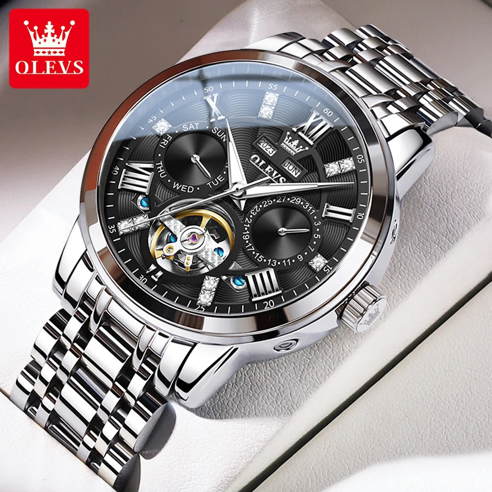 Men’s Skeleton Automatic Watch Perpetual Calendar