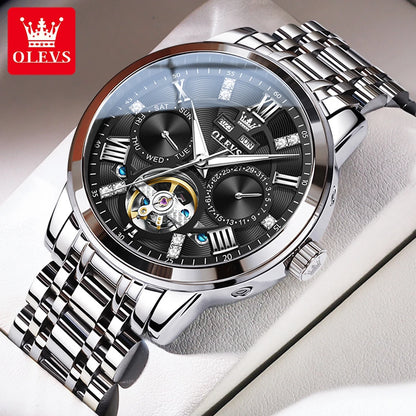 Men’s Skeleton Automatic Watch Perpetual Calendar
