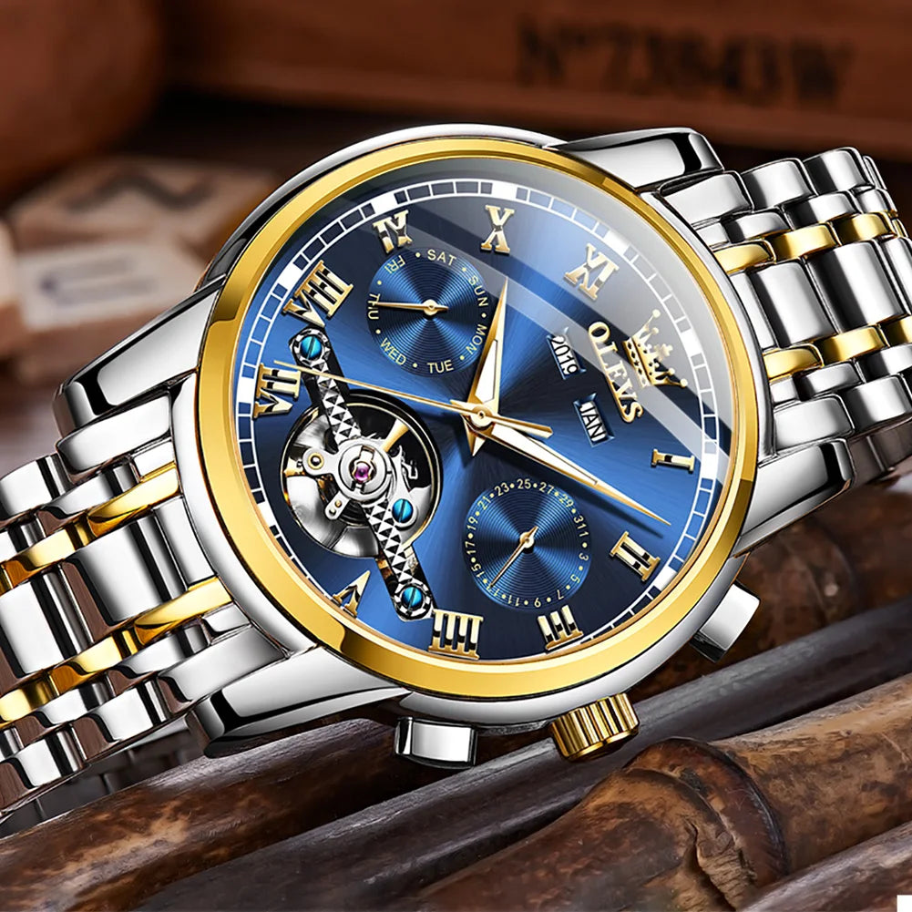 Men's Automatic Skeleton Watch With Stainless Steel Band