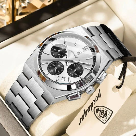 Men's Stainless Steel Chronograph Watch – Luminous, 3ATM