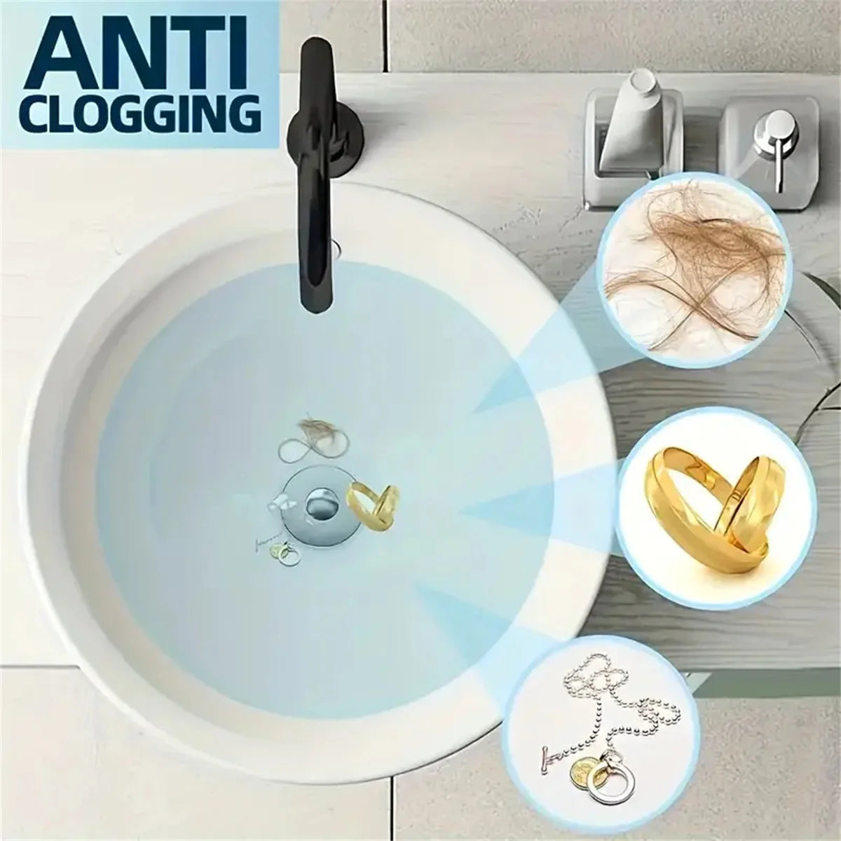 Universal Pop-Up Sink Drain Stopper With Hair Catcher