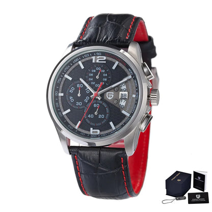 Men’s Quartz Chronograph Watch With Leather Strap