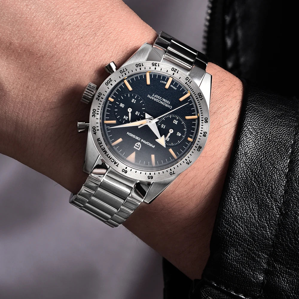 Men’s Retro Chronograph Quartz Watch With Sapphire Glass