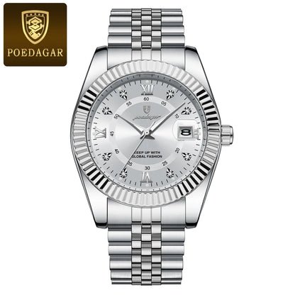 Men's Stainless Steel Quartz Watch – Luminous, 3Bar