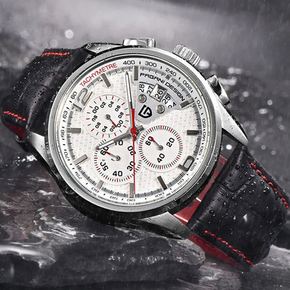 Men’s Quartz Chronograph Watch With Leather Band
