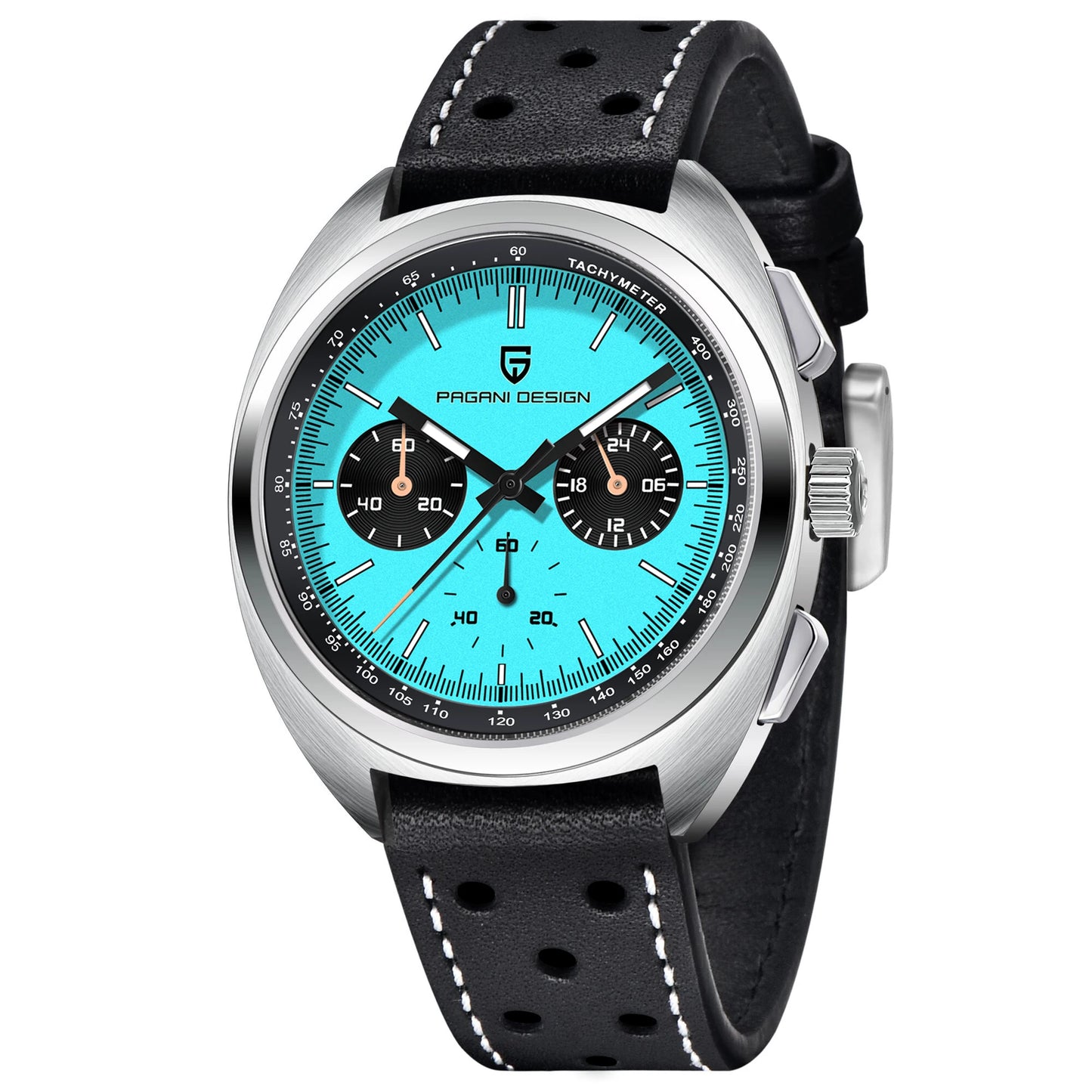 Men's Retro Panda Dial Chronograph Watch Quartz Steel