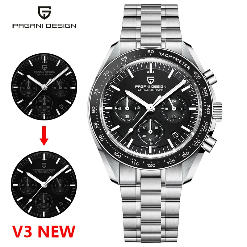 Men’s Moon Chronograph Watch Quartz 100M Waterproof