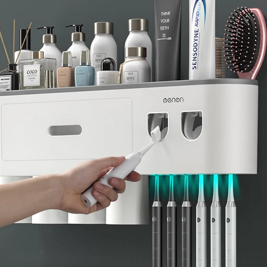 Magnetic Wall Toothbrush Holder With Toothpaste Dispenser