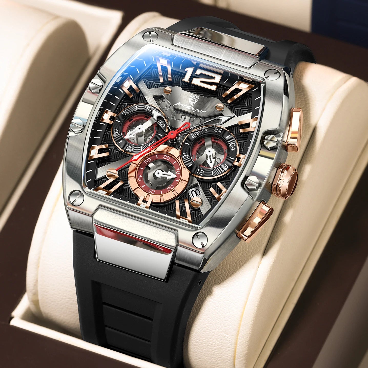 Men's Chronograph Quartz Watch With Silicone Strap