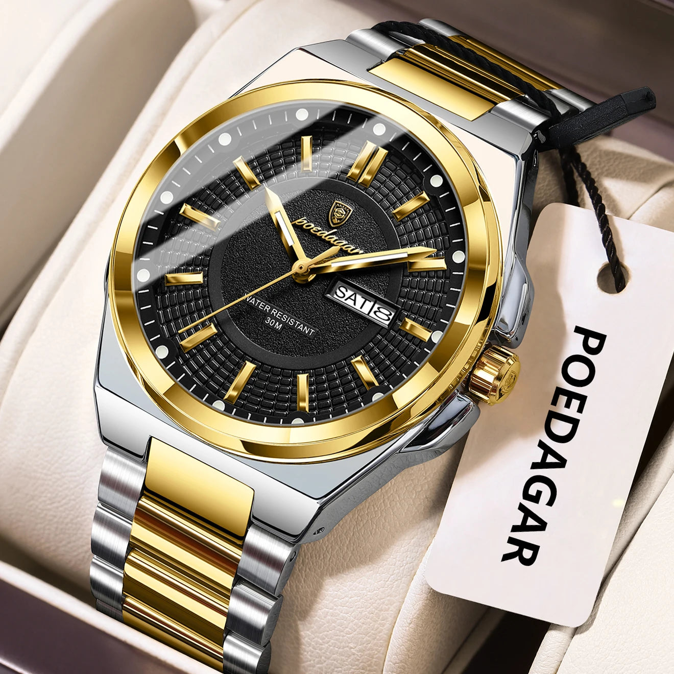 Men’s Stainless Steel Quartz Watch – Luminous & 3Bar