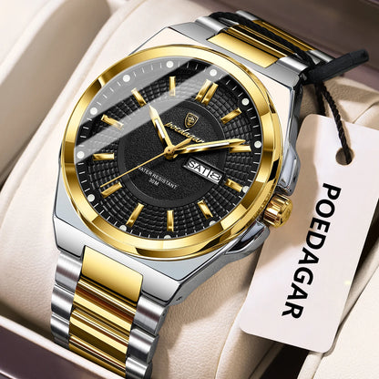 Men’s Stainless Steel Quartz Watch – Luminous & 3Bar