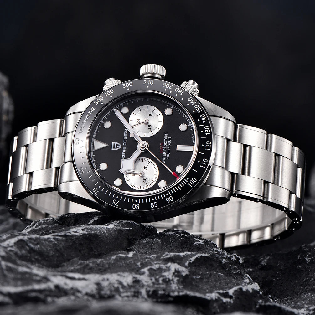 Men’s Panda Dial Quartz Chronograph Watch Sapphire