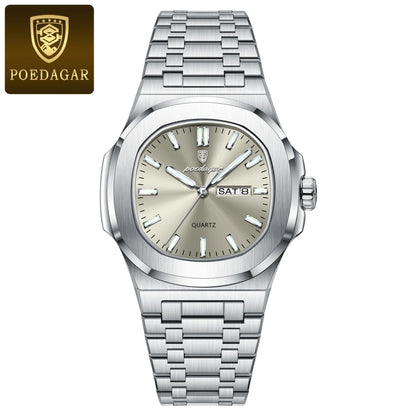 Men's Square Stainless Steel Watch – Waterproof & Luminous