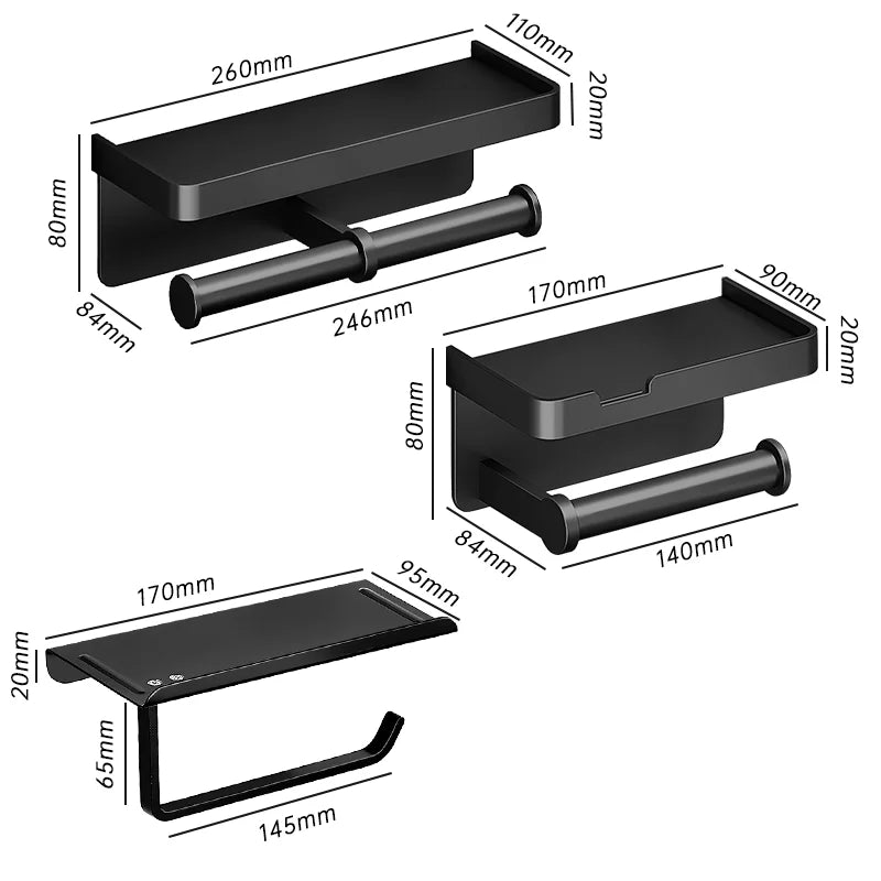 Aluminum Toilet Paper Holder With Shelf Phone Stand
