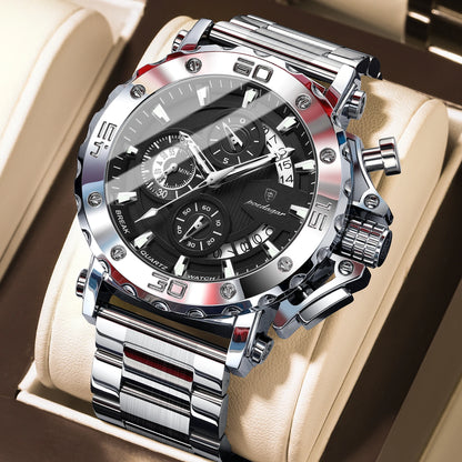 Men’s Stainless Steel Chronograph Watch With Calendar