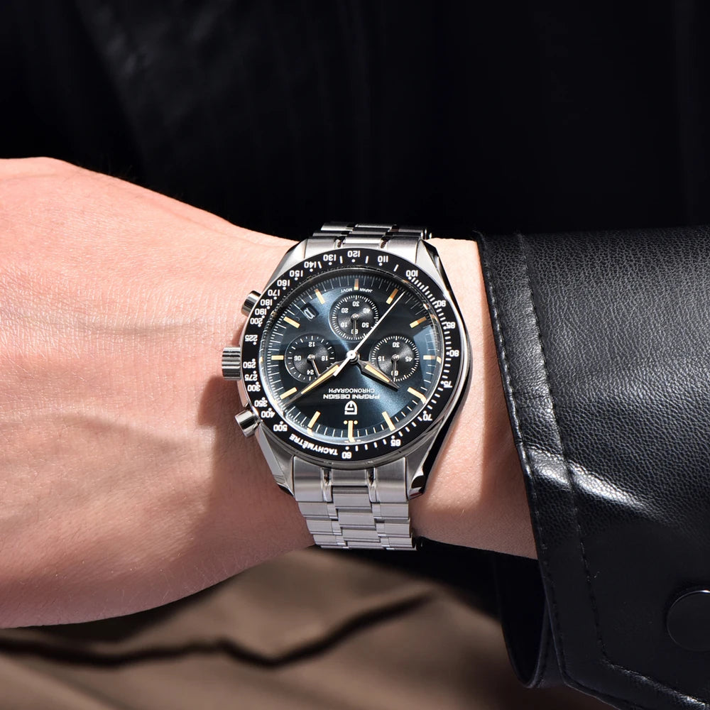 Men's Moon Chronograph Watch Quartz With Sapphire Glass