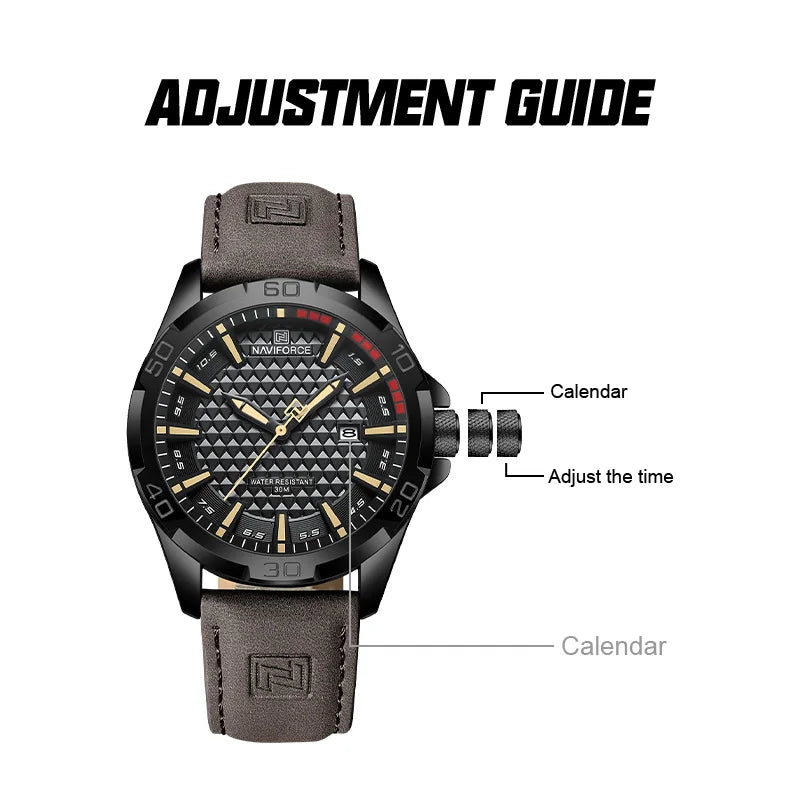 Men’s Quartz Sport Watch With PU Leather Strap