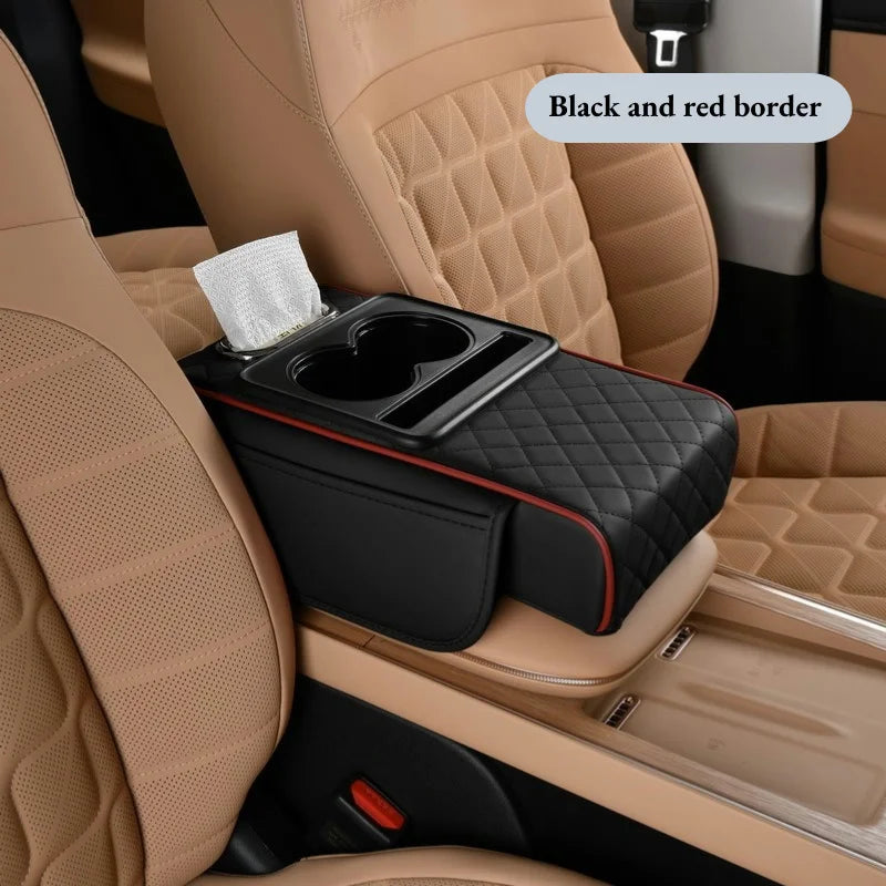 Car Center Console Armrest Cushion With Dual Cup Holder