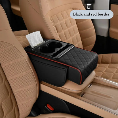 Car Center Console Armrest Cushion With Dual Cup Holder
