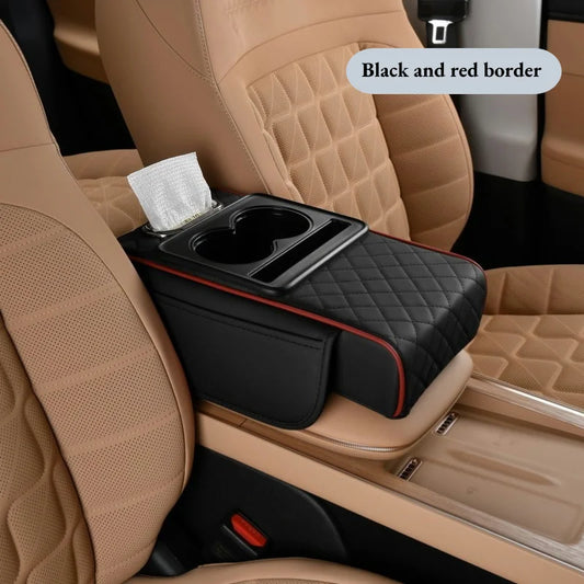 Car Center Console Armrest Cushion With Dual Cup Holder