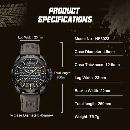 Men’s Quartz Sport Watch With PU Leather Strap