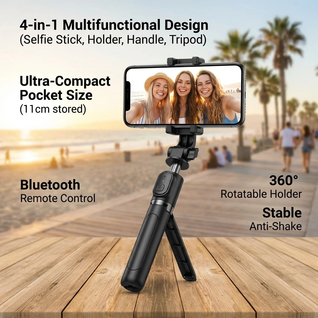 Mini Bluetooth Selfie Stick – Portable Phone Tripod