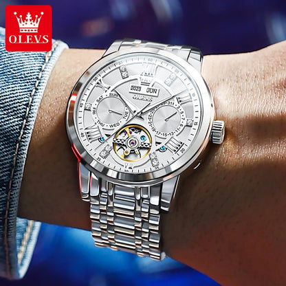 Men’s Skeleton Automatic Watch Perpetual Calendar