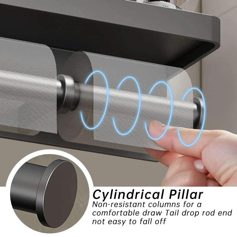Aluminum Toilet Paper Holder With Shelf Phone Stand