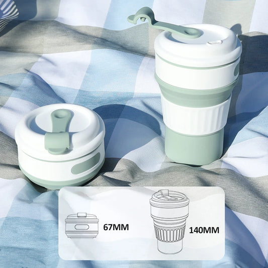 Collapsible Silicone Travel Mug 350 ml with Leakproof Lid
