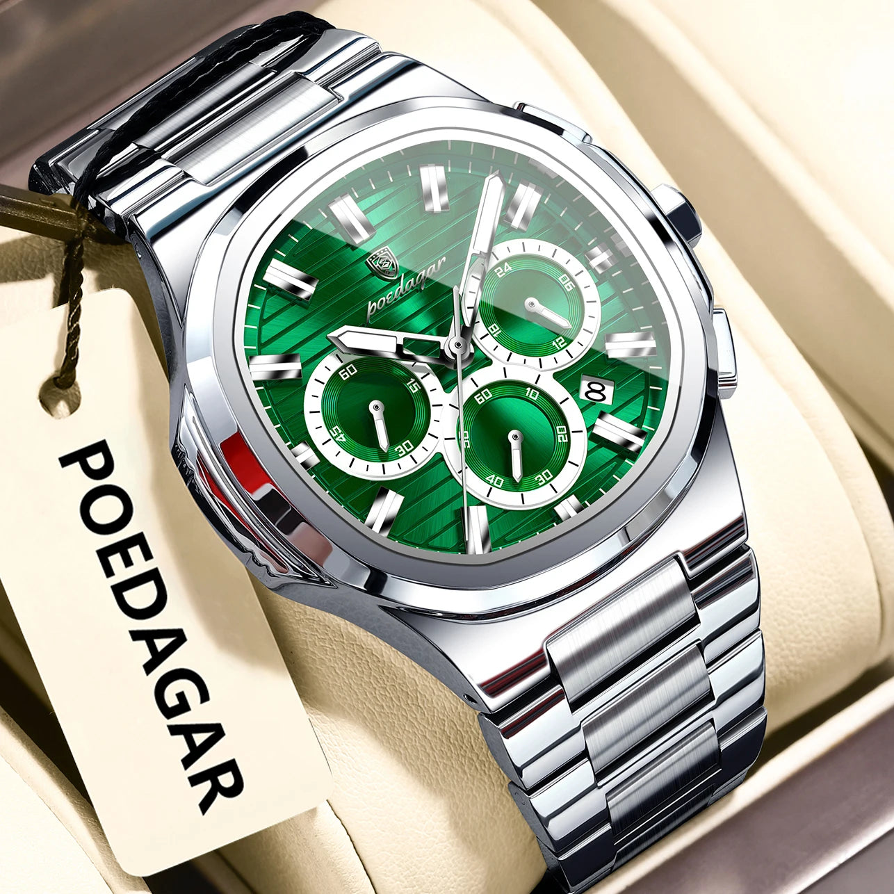 Men’s Stainless Steel Chronograph Watch With Date