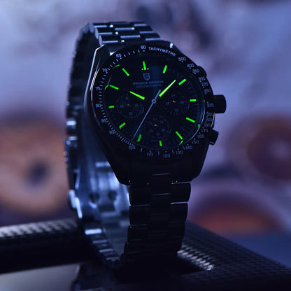Men’s Stainless Steel Moonphase Chronograph Watch