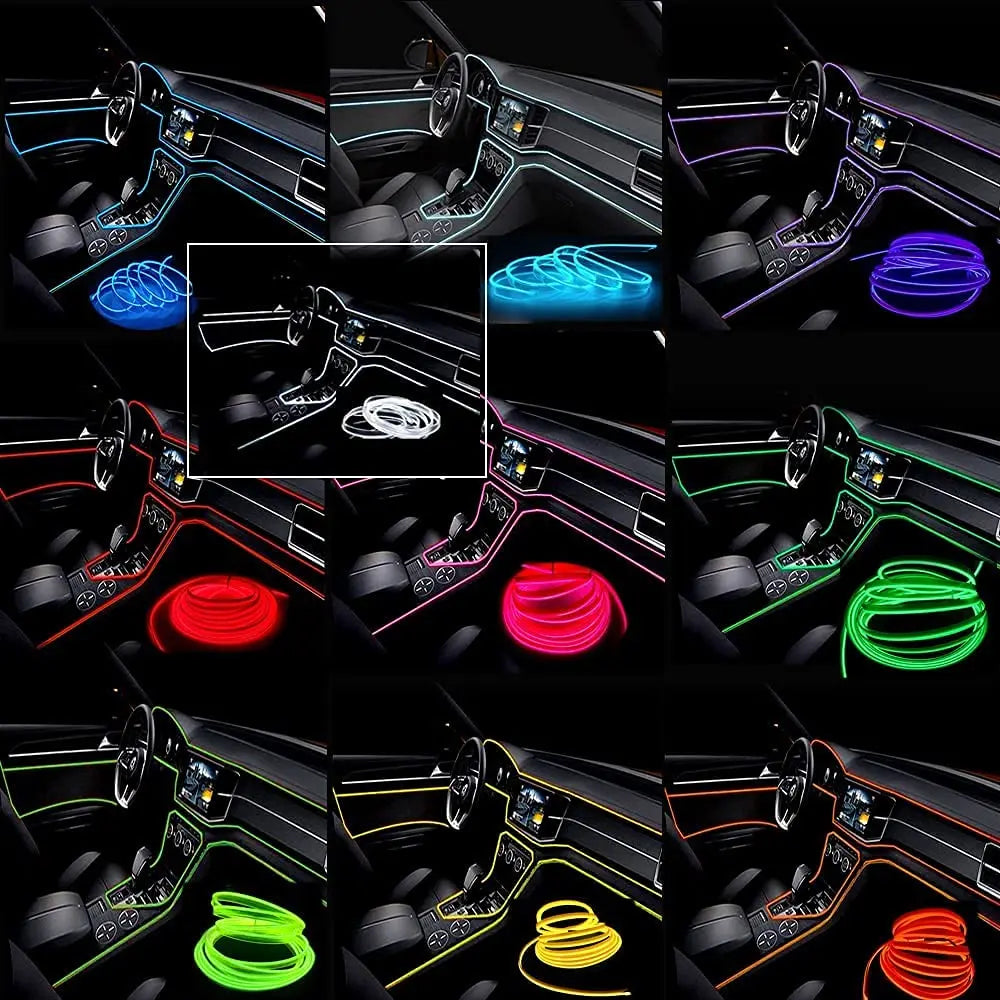 Car Interior LED Neon Strip Light USB Ambient Glow