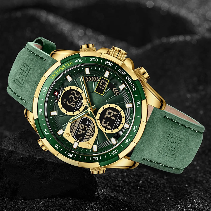 Men’s Military Sport Quartz Watch With Leather Band