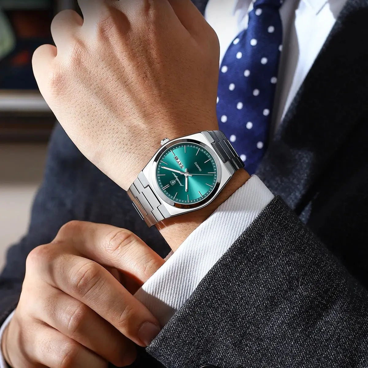 Men’s Stainless Steel Quartz Watch – Waterproof & Luminous