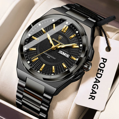 Men’s Stainless Steel Quartz Watch – Luminous & 3Bar
