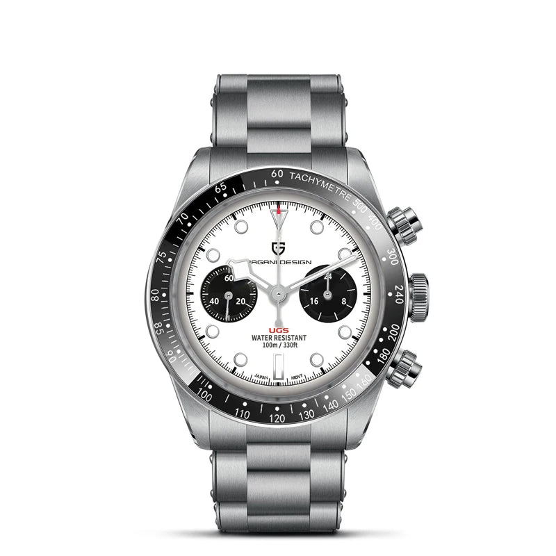 Men’s Panda Dial Quartz Chronograph Watch Sapphire