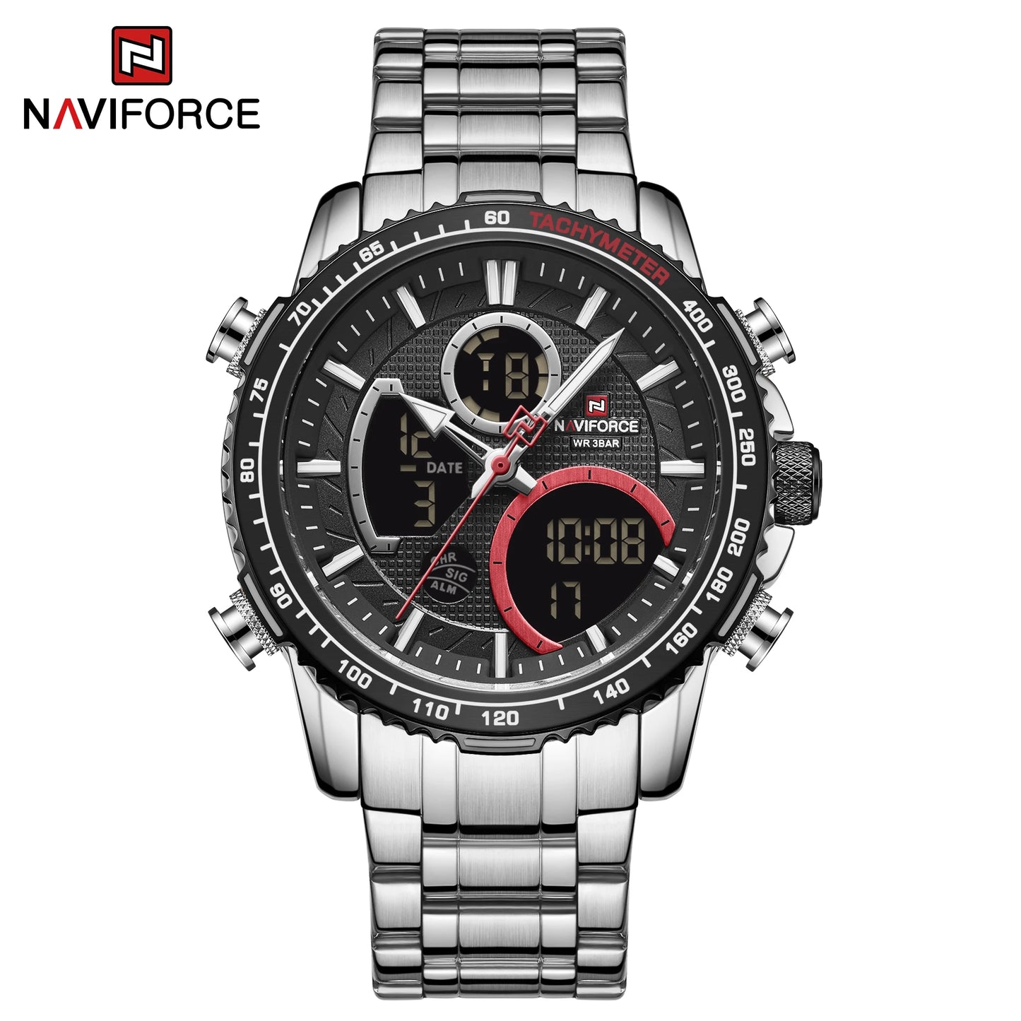 Men’s Analog-Digital Chronograph Watch Stainless Steel