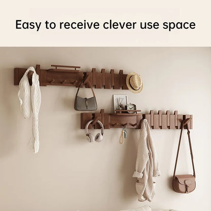 Foldable Solid Wood Piano Wall Coat Rack for Entryway