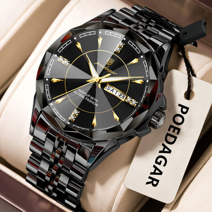 Men’s Stainless Steel Quartz Watch – Luminous, 3Bar