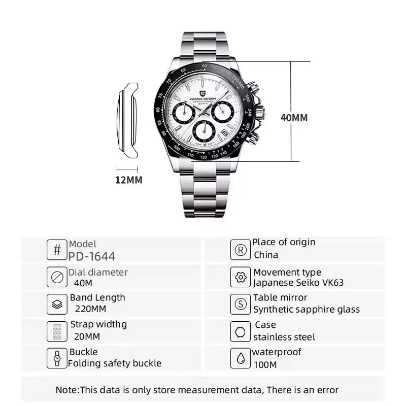 Men’s Quartz Chronograph Watch Sapphire Crystal 10 Bar
