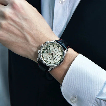 Men's Chronograph Sport Watch With Leather Strap