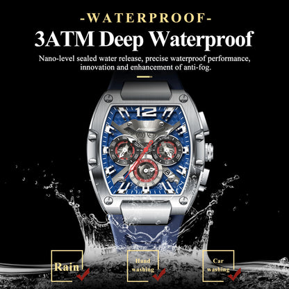 Men's Chronograph Quartz Watch With Silicone Strap